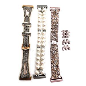 3-Pack Apple Watch Bands – 38/40/41mm – Pearl, Bling, Metallic